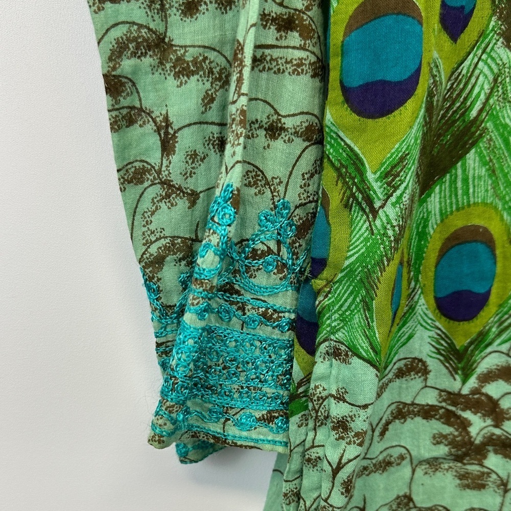 Disney Cruise Line Fantasy Peacock Print Kaftan Cover Up Tunic M - Picture 5 of 6